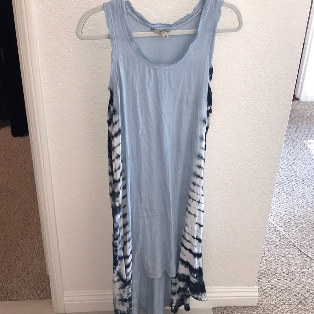 Blue Calvin Klein high-low midi dress